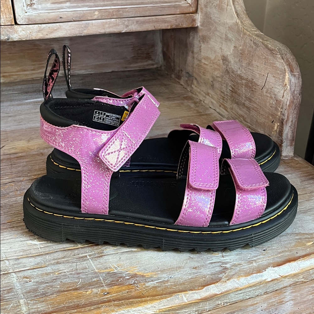 💓Dr. Martens Klaire Y Sandals Pink Glitter Size 6 Foam Doc Martens